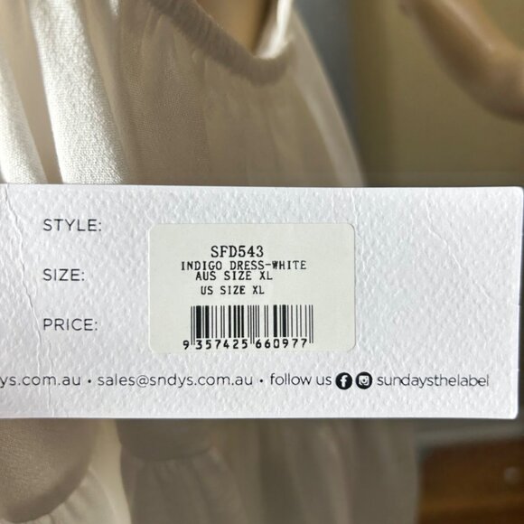 SNDYS Indigo Dress Womans‎ XL White Maxi Plunging Neckline Summer Flowy NEW - Picture 8 of 13